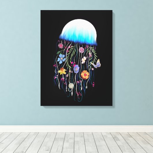 Floral Jellyfish Canvas Afdruk (Insitu (Houten vloer))