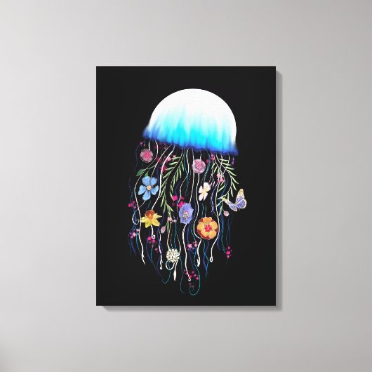 Floral Jellyfish Canvas Afdruk (Voorkant)