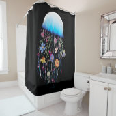 Floral Jellyfish Canvas Douchegordijn (In situ)