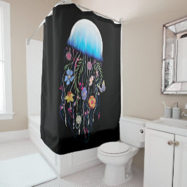 Floral Jellyfish Canvas Douchegordijn