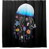 Floral Jellyfish Canvas Douchegordijn (Voorkant)