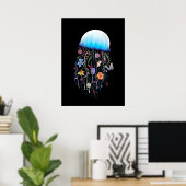 Floral Jellyfish print (Thuiskantoor)