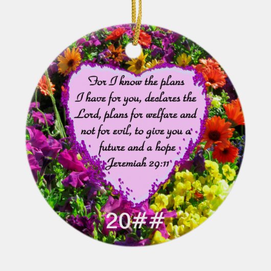 FLORAL JEREMIAH 29:11 FOTO-ONTWERP KERAMISCH ORNAMENT (Voorkant)