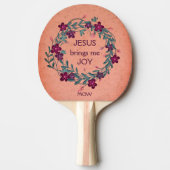  Floral JESUS BRENGT ME JOY Monogram Tafeltennisbatje (Voorkant)