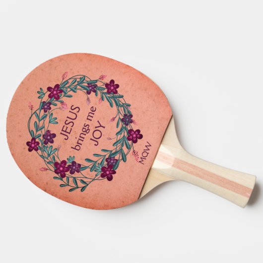 Floral JESUS BRENGT ME JOY Monogram Tafeltennisbatje (Zijkant)