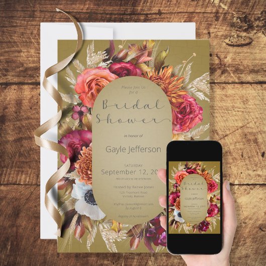 Floral Jewel Green Shower-uitnodiging Kaart