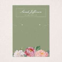 Floral Jewelry Display Elegant Sage Green Card