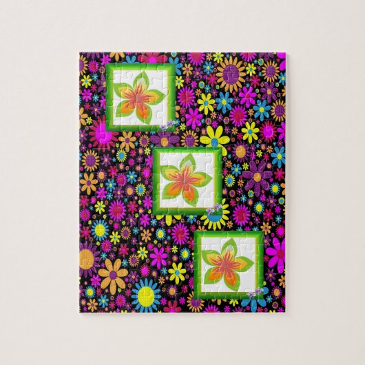 Floral Jigzaag Puzzle Legpuzzel (Verticaal)