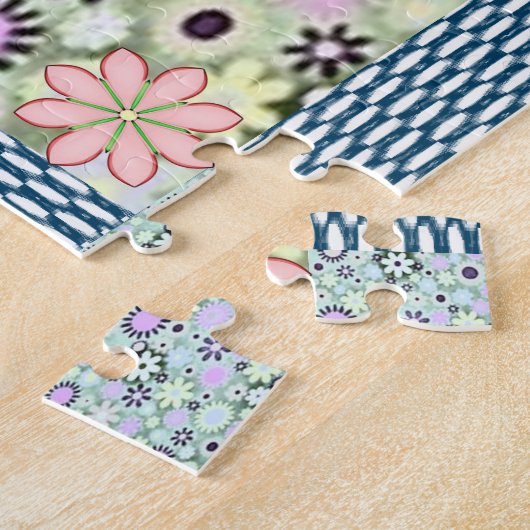 Floral Jigzaag Puzzle Legpuzzel (Zijkant)