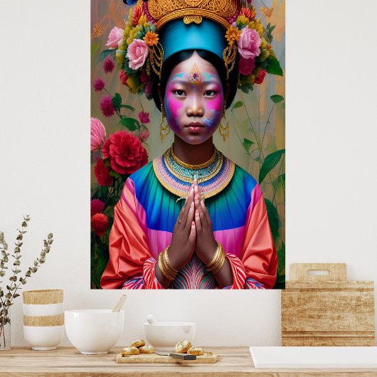 Floral jonge prinses poster (Keuken)