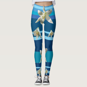 Floral Joy in Blue Custom Leggings
