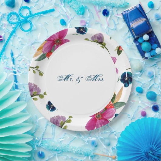 Floral Joyeaux Personalized Occasion Borden Papieren Bordje (Feest)