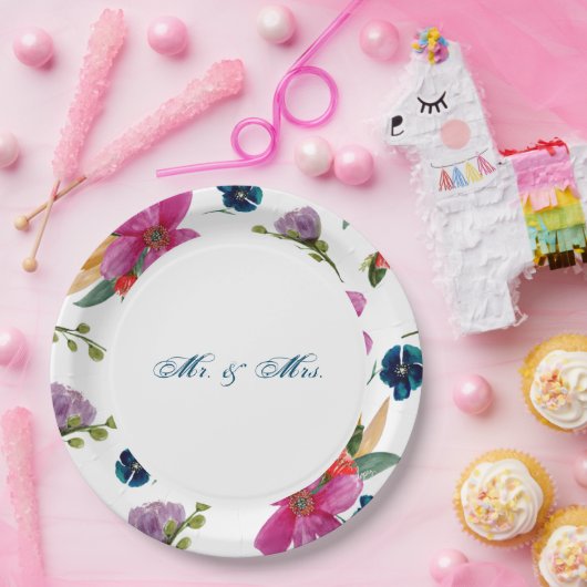 Floral Joyeaux Personalized Occasion Borden Papieren Bordje (Feest)