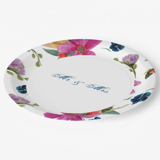 Floral Joyeaux Personalized Occasion Borden Papieren Bordje (Gekanteld)
