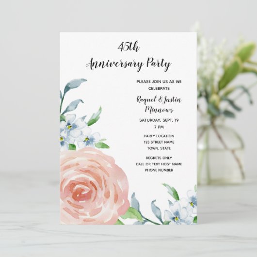 Floral Jubileum Kaart (Staand voorkant)