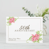 Floral Jubileum Party Custom Invitation (wit) Kaart (Staand voorkant)