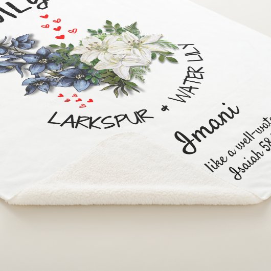 Floral JULI Geboortemaand Bloem Aangepast Christel Sherpa Deken (3/4)