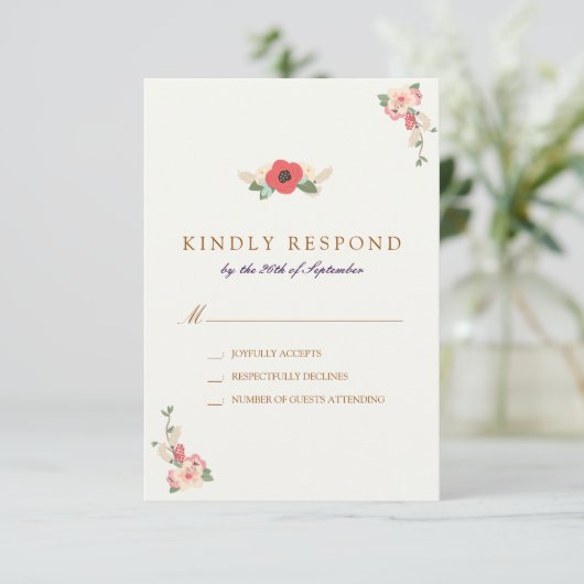 Floral Jumping the Broom Wedding RSVP Response (Staand voorkant)