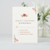 Floral Jumping the Broom Wedding RSVP Response Kaartje (Staand voorkant)