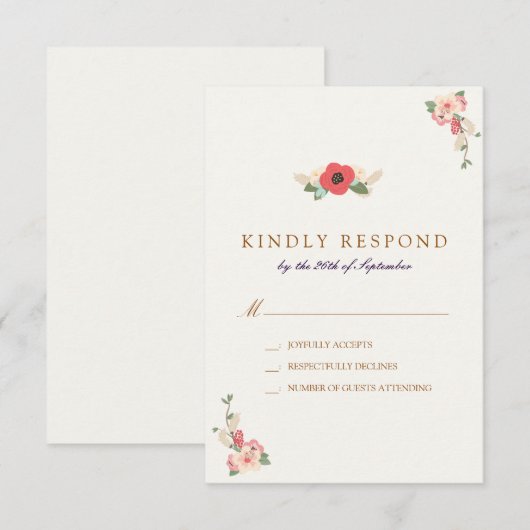 Floral Jumping the Broom Wedding RSVP Response Kaartje (Voorkant / Achterkant)
