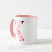 Floral K Initial Mug | Personalized Name & Traits Mok (Voorkant links)