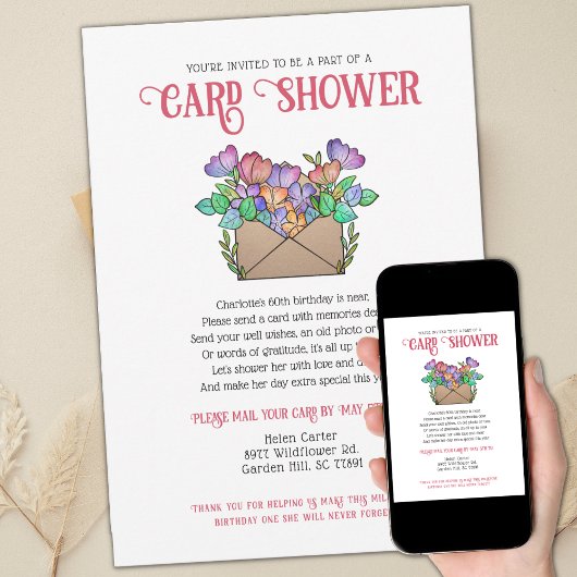 Floral Kaart Shower per Mail Birthday
