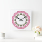 Floral kaleidoscoop vierkante klok (Huis)