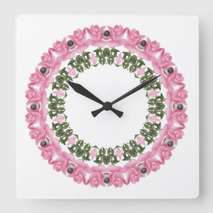 Floral kaleidoscoop vierkante klok