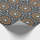 Floral Kaleidoscope Art Mosaic Oranje White Cadeaupapier (Hoek)