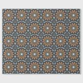Floral Kaleidoscope Art Mosaic Oranje White Cadeaupapier (Vlak)