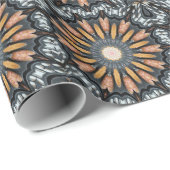 Floral Kaleidoscope Art Mosaic Oranje White Cadeaupapier (Rol Hoek)