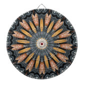 Floral Kaleidoscope Art Mosaic Oranje White Dartbord (Voorkant)
