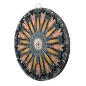 Floral Kaleidoscope Art Mosaic Oranje White Dartbord (Voorkant Rechts)