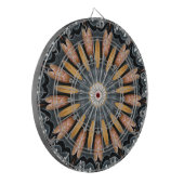 Floral Kaleidoscope Art Mosaic Oranje White Dartbord (Voorkant Links)