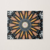 Floral Kaleidoscope Art Mosaic Oranje White Legpuzzel (Horizontaal)