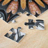 Floral Kaleidoscope Art Mosaic Oranje White Legpuzzel (Zijkant)