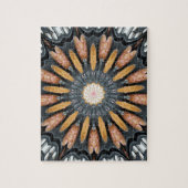 Floral Kaleidoscope Art Mosaic Oranje White Legpuzzel (Verticaal)