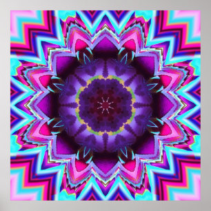 Floral Kaleidoscope, fractal wallart Poster