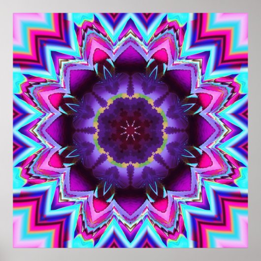 Floral Kaleidoscope, fractal wallart Poster (Voorkant)