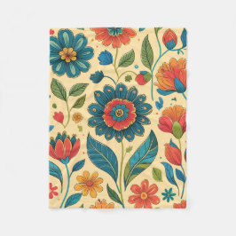 Floral Kaleidoscope Garden - Vibrant Nature Art Fleece Deken