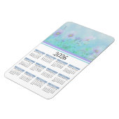 Floral kalender 2023 Soft Blue Waterverf Magneet (Linkerzijde)