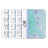 Floral kalender 2023 Soft Blue Waterverf Magneet (Horizontaal)