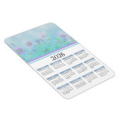 Floral kalender 2023 Soft Blue Waterverf Magneet (Rechterzijde)