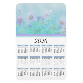 Floral kalender 2023 Soft Blue Waterverf Magneet