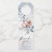 Floral kalligrafie Dank je Blauwe ID771 Flessenhanger (Voorkant)