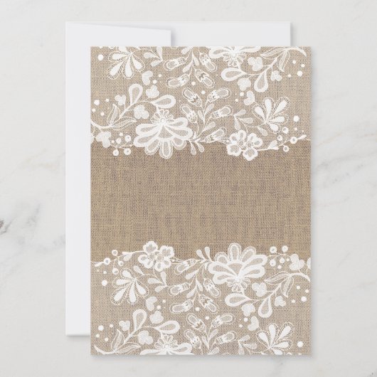 Floral Kant en Burlap Elegant Verjaardagsfeest Kaart (Achterkant)