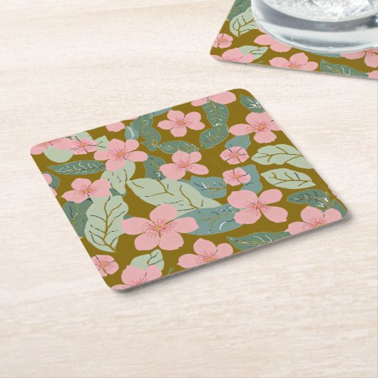 Floral Kartonnen Onderzetters (Schuin)