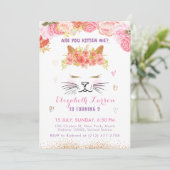 Floral Kat Verjaardag Kinder Schattigee Golden Par Kaart (Staand voorkant)