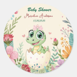 Floral kawaii baby alligator broedeieren -Meisje Ronde Sticker