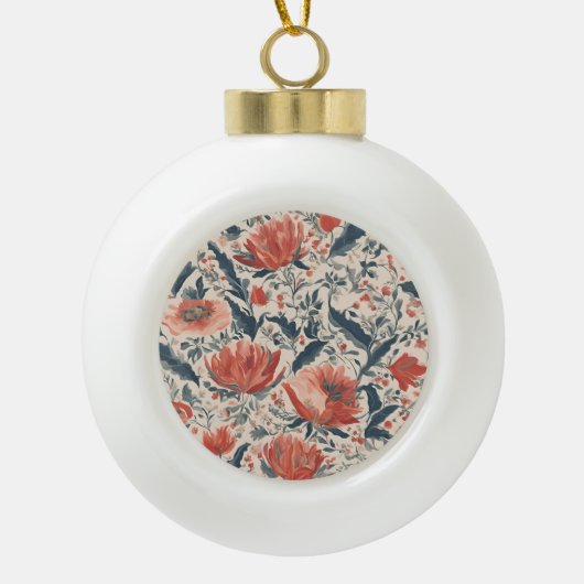  Floral Keramische Bal Ornament (Voorkant)
